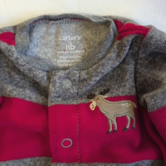 carter's 2-pack newborn winter fleece snap footie sleeper pajama bundle baby boy - Picture 8 of 10